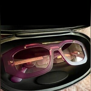 Versace Purple Octagonal Sunglasses with Gold Accents